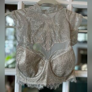 NWT Victoria's Secret  Dream Angels Gold High Neck 34DD Bra & High Waist Thong